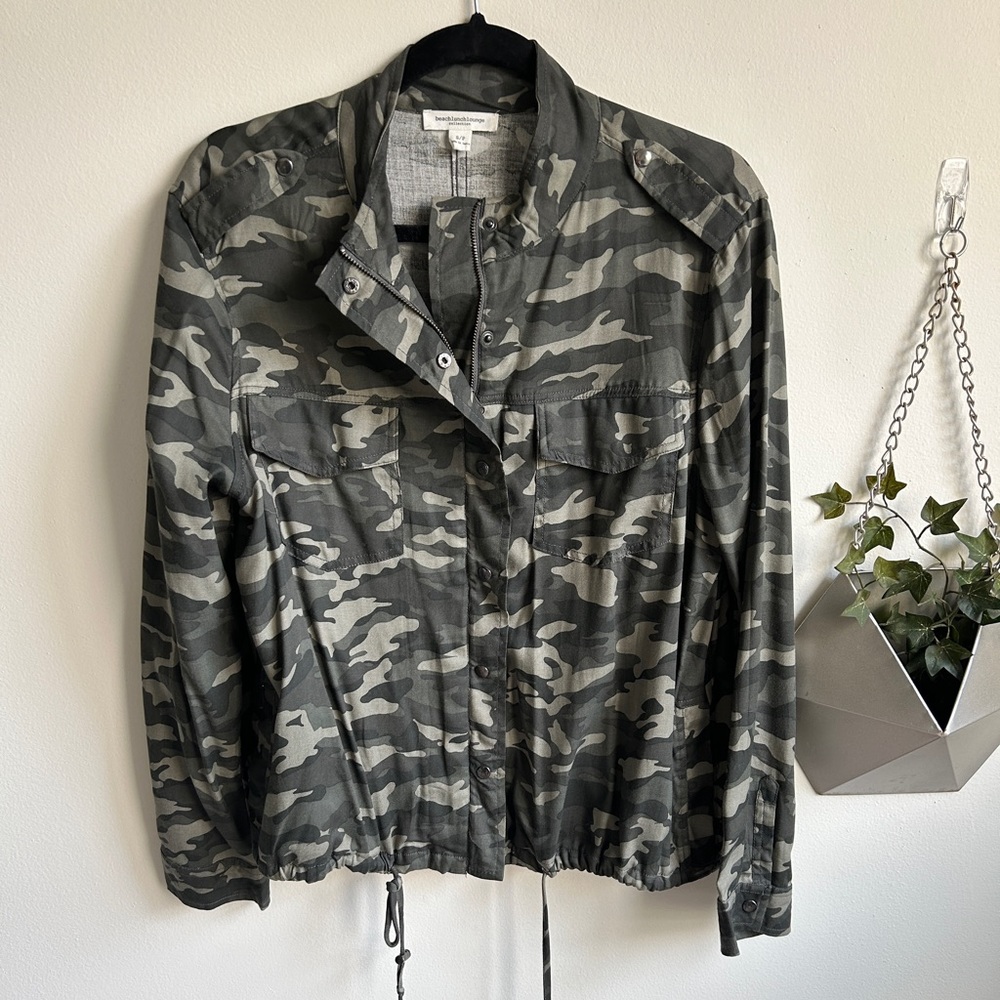 BeachLunchLounge Camouflage Jacket, Camo Zip Up Bomber, Camo Utility Jacket